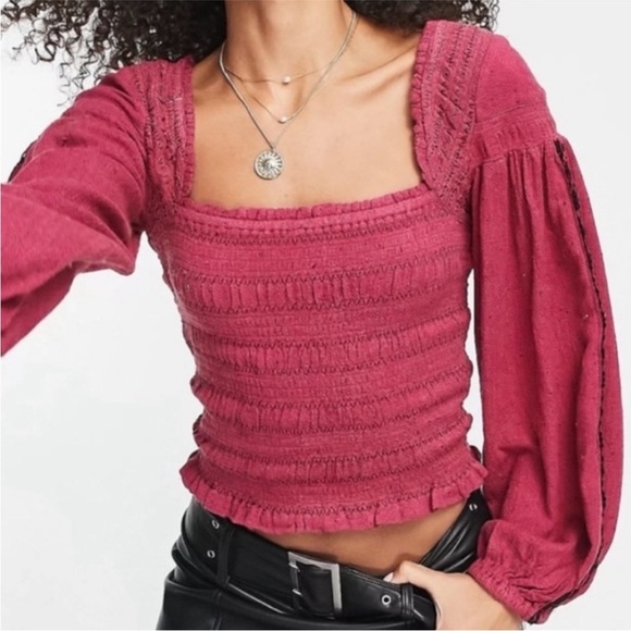 Free People Maggie Embroidered Smocked Top - Picture 4 of 9
